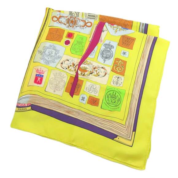 HERMES Authentic Yellow Silk Scarf - Picture 1 of 13
